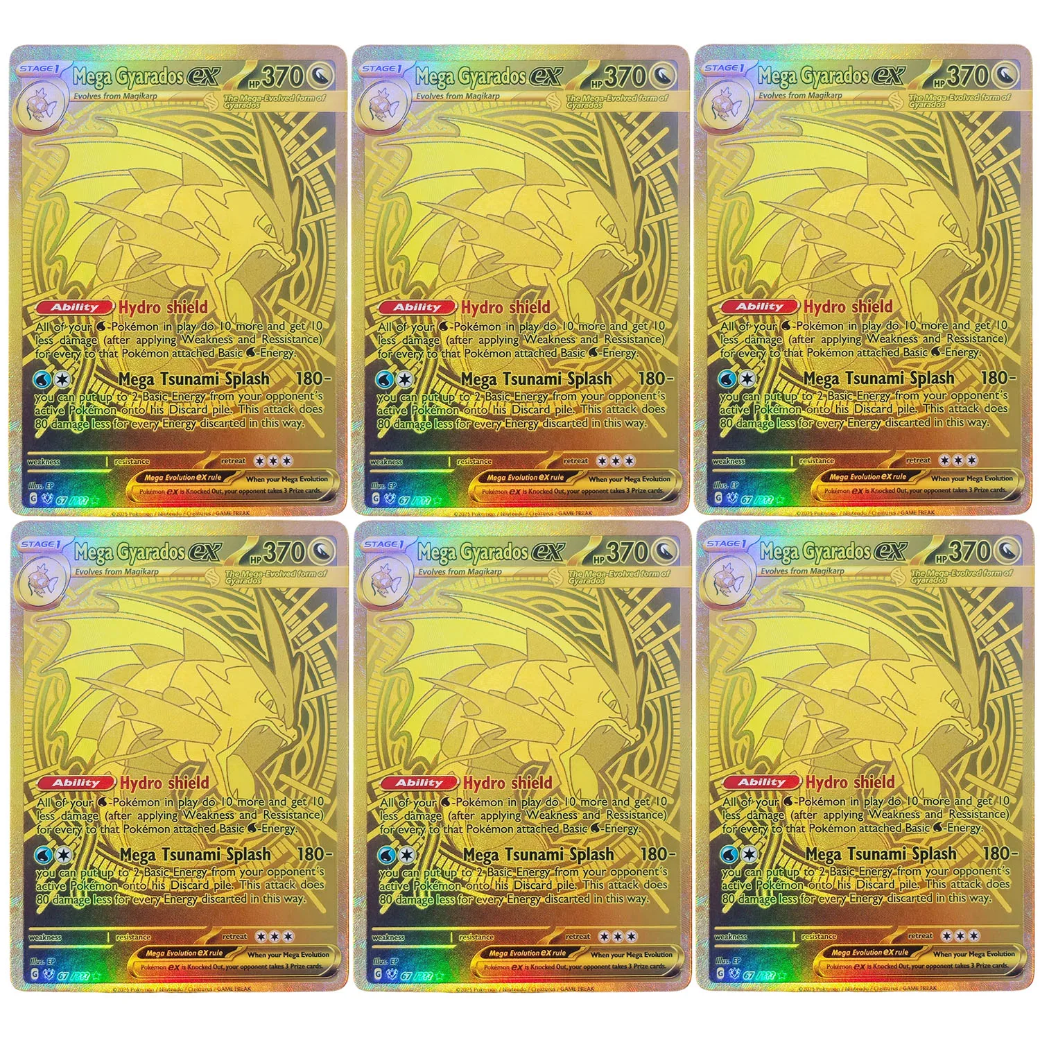 Selbstgemachte TCG Pokemon Englische Mega Gyarados Alakazam Raichu Blaziken Gengar MUR Gold Textur Spielkarten-Sammlung Spielzeug