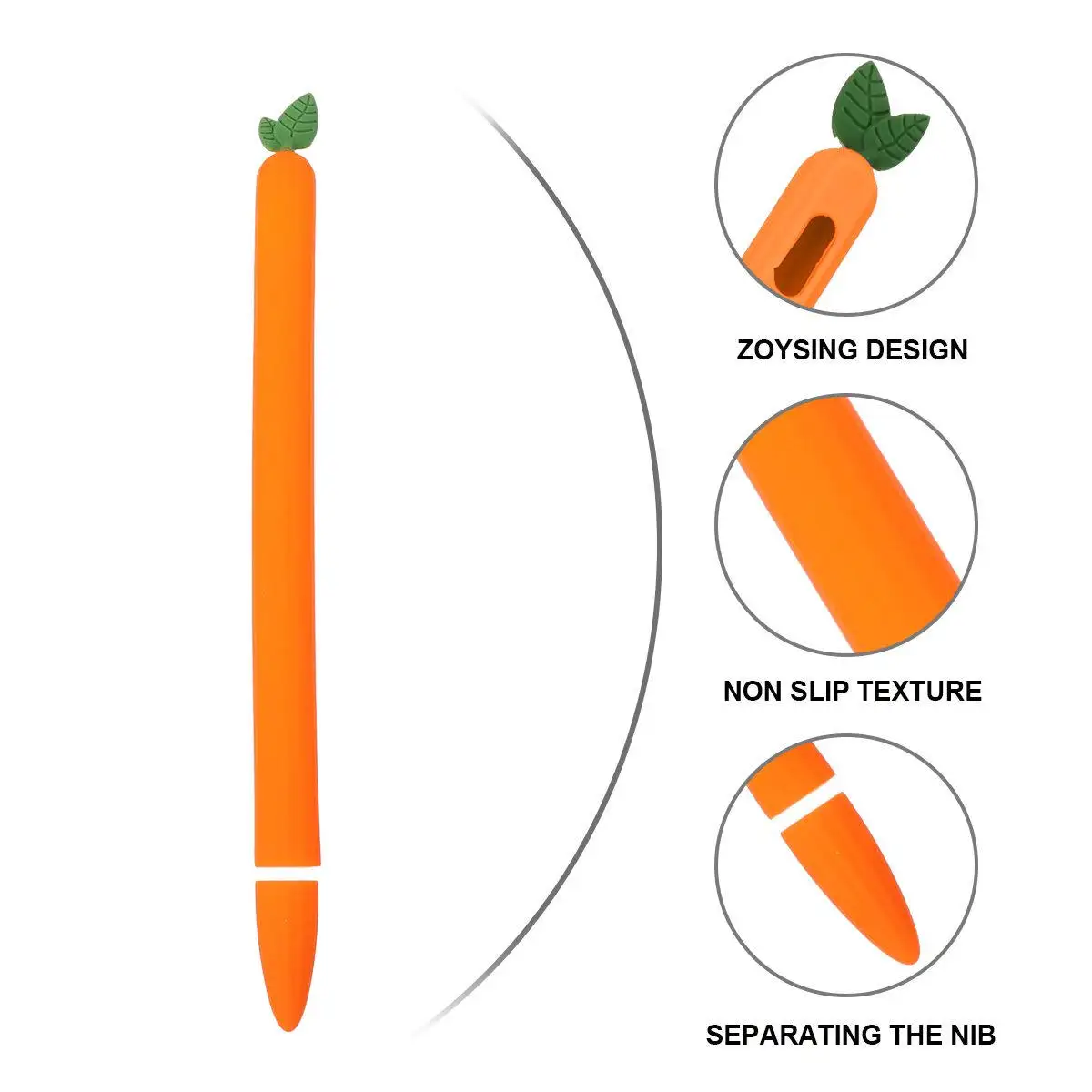 

Чехол для стилуса Carrot, силиконовый защитный чехол, простая установка, гладкий захват, чехол для стилуса, совместимый с Apple Pencil 2