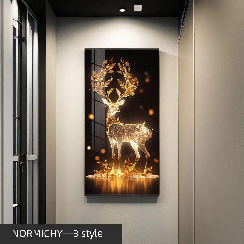 

Deer Led Crystal Porcelain Wall Lamp Wall Art Home Appliance Room Decoration Tableau Art Mural Corridor Restaurant Interior Lamp