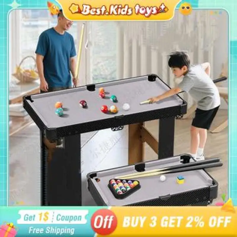 Mini Pool Table Set Portable Assembly Kids Toys 16 Balls Triangle Wood Tabletop Billiards Game Table Girls Home Traveling Party