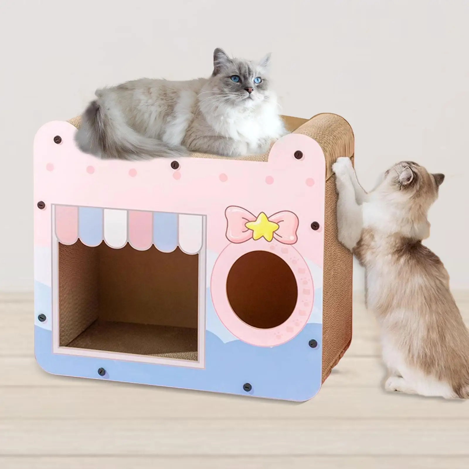 Cat Scratcher House,Cardboard Cat House,Sturdy,Cat Scratcher Lounge Bed, Cat Scratching Board Cat Scratch Pad for Cat Kitten