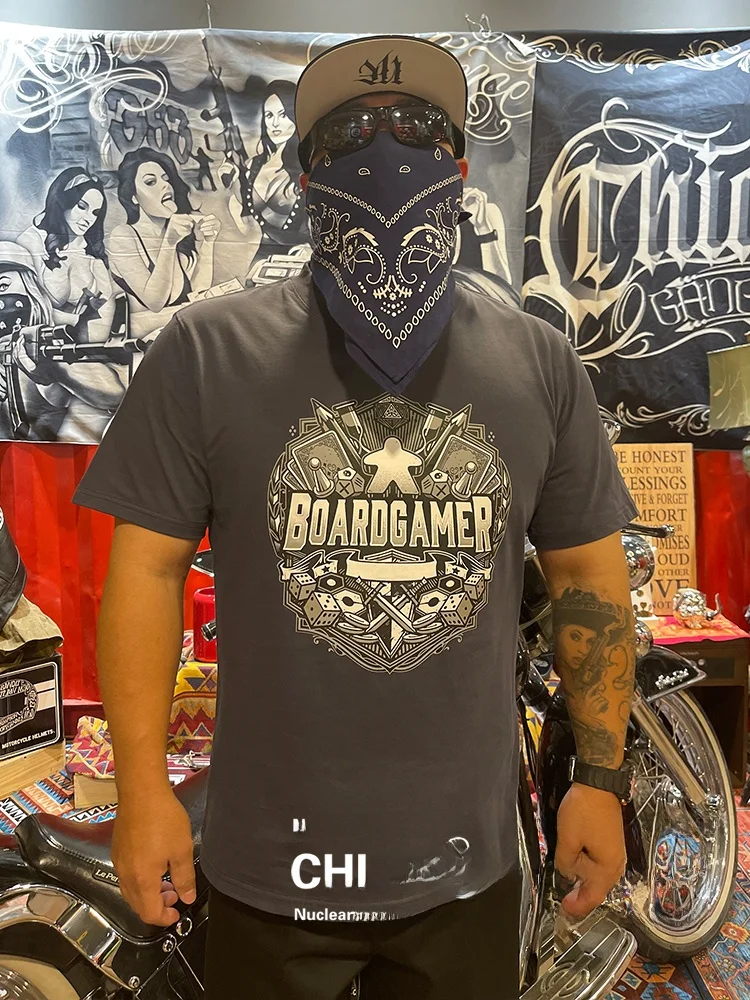 Nuclear Explosion Brand Strategy Game Printed T-Shirt Loose Fit Short Sleeve Deep Grey Cotton 250g Summer Fashion Casual Tee
