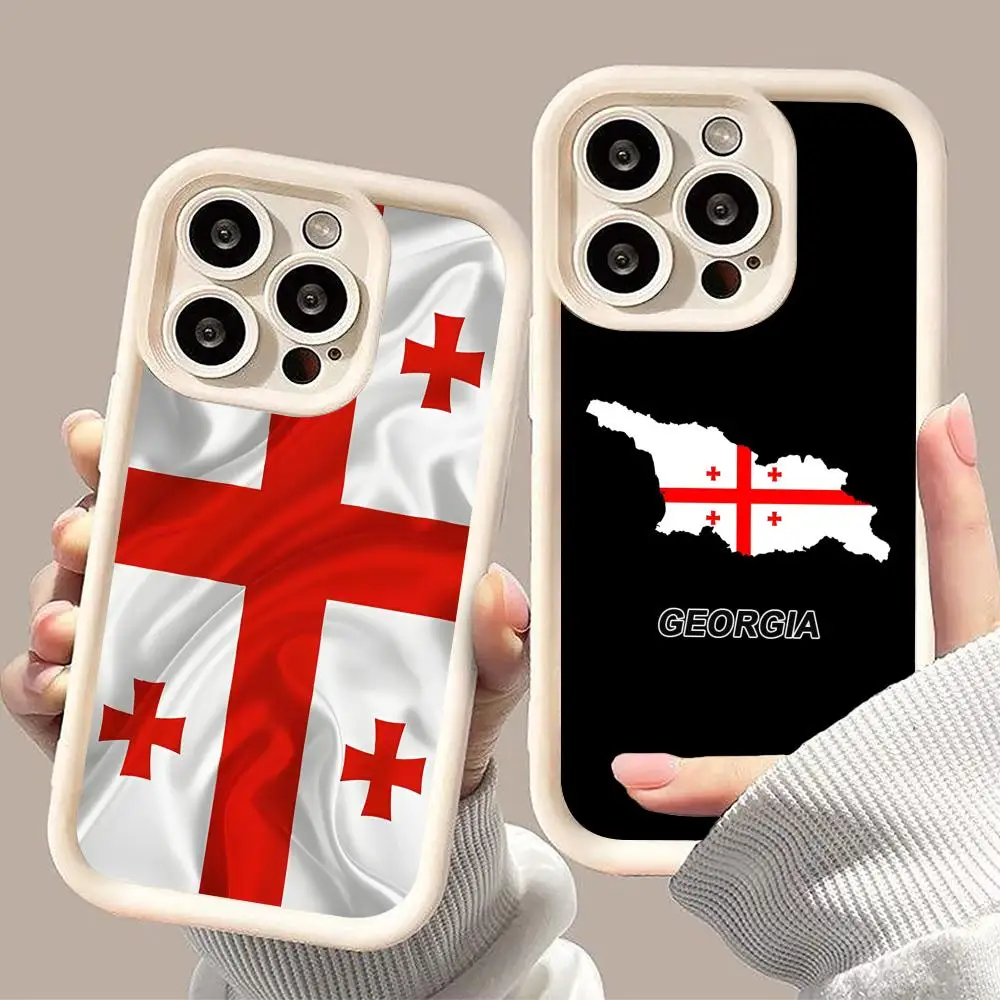 

Georgia Flag Thicken TPU Mobile Phone Case for iPhone 17 16 15 14 13 12 11 Air Pro Max Plus Colorful Cover