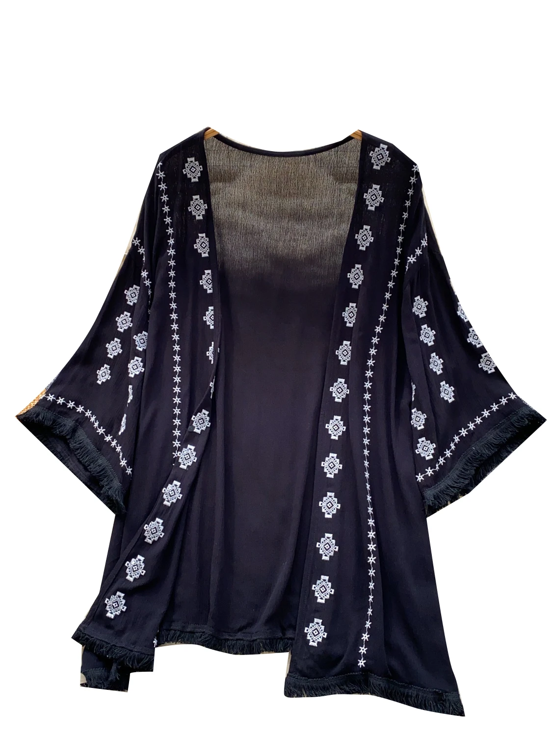 n Sle Women's Oversized Casual Embroidered Cardigan Summer Vaion Loose Tassel Top Heavy Embroidery Faion Outerwear