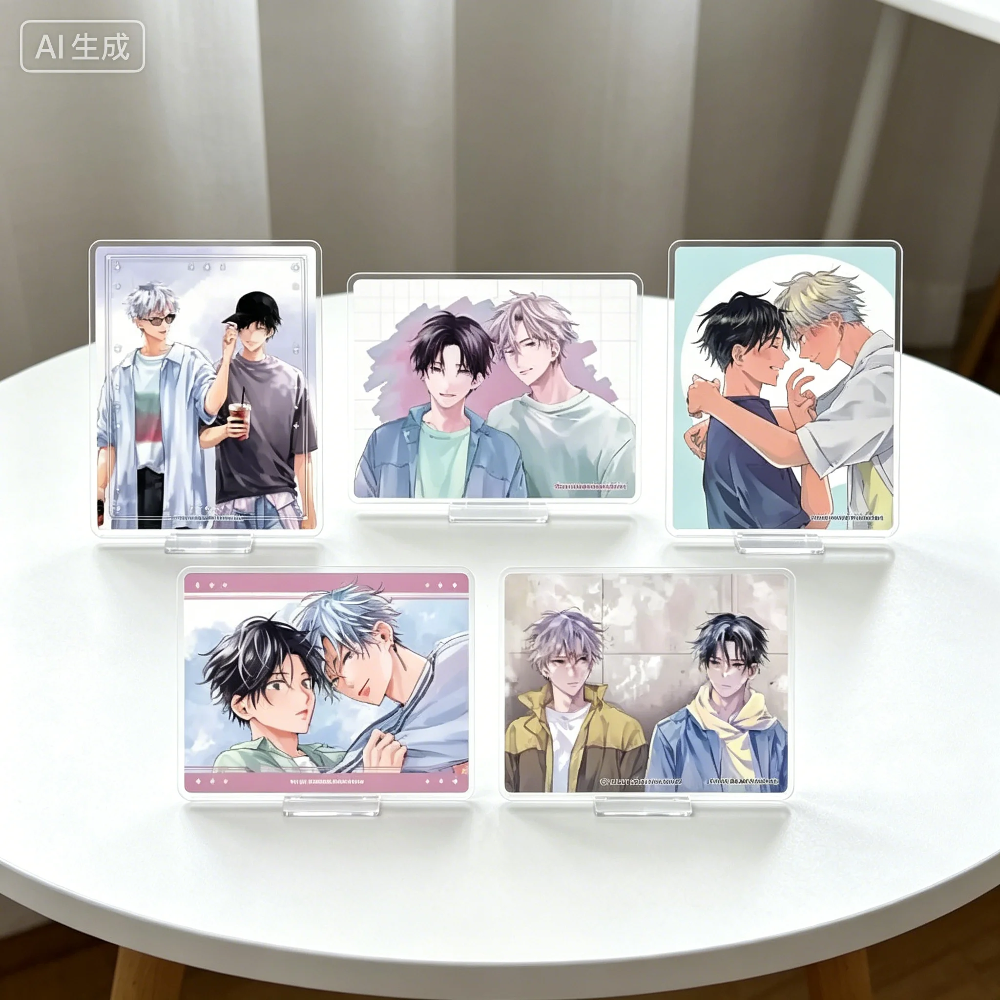 Yuhi Shinome BL A Gaze Like a Flash of Light Kanemori Shino and Ikumi Hiyori rectangle Acrylic Stand Model Plate Keychains