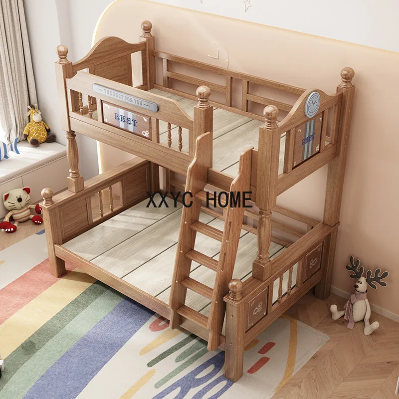 Nordic wood wax oil all solid wood High and low beds Bunk bunk beds Multifunctional household children's bunk beds