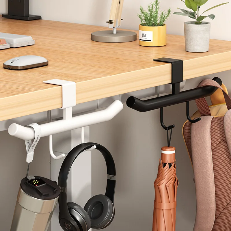 Desk Side Bag Hook, Student Table Hanger for Backpack & Purse, Under Desk Storage Rack for Office Workstation, Space-Saving