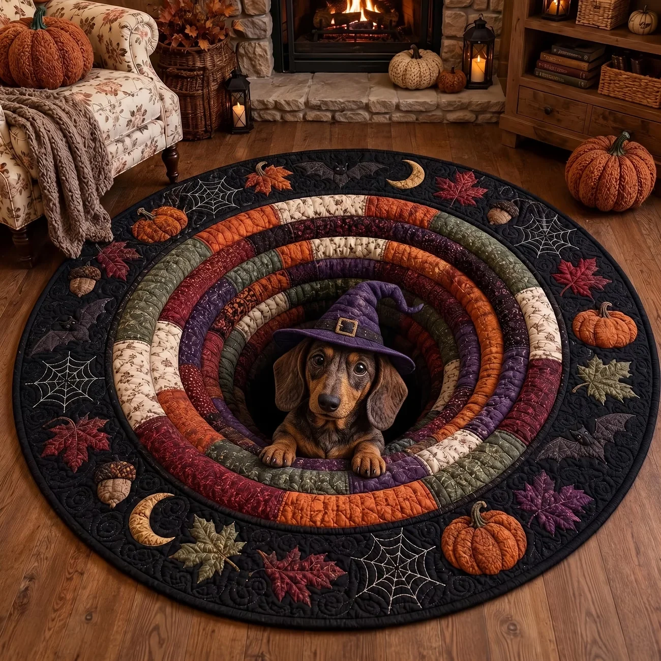 itch Hat Puppy Hole Round Rug Home Decor Fireplace Living Room Sitting Lounge Area Rug Indoor Residential Floor Mat 2D Print Mat