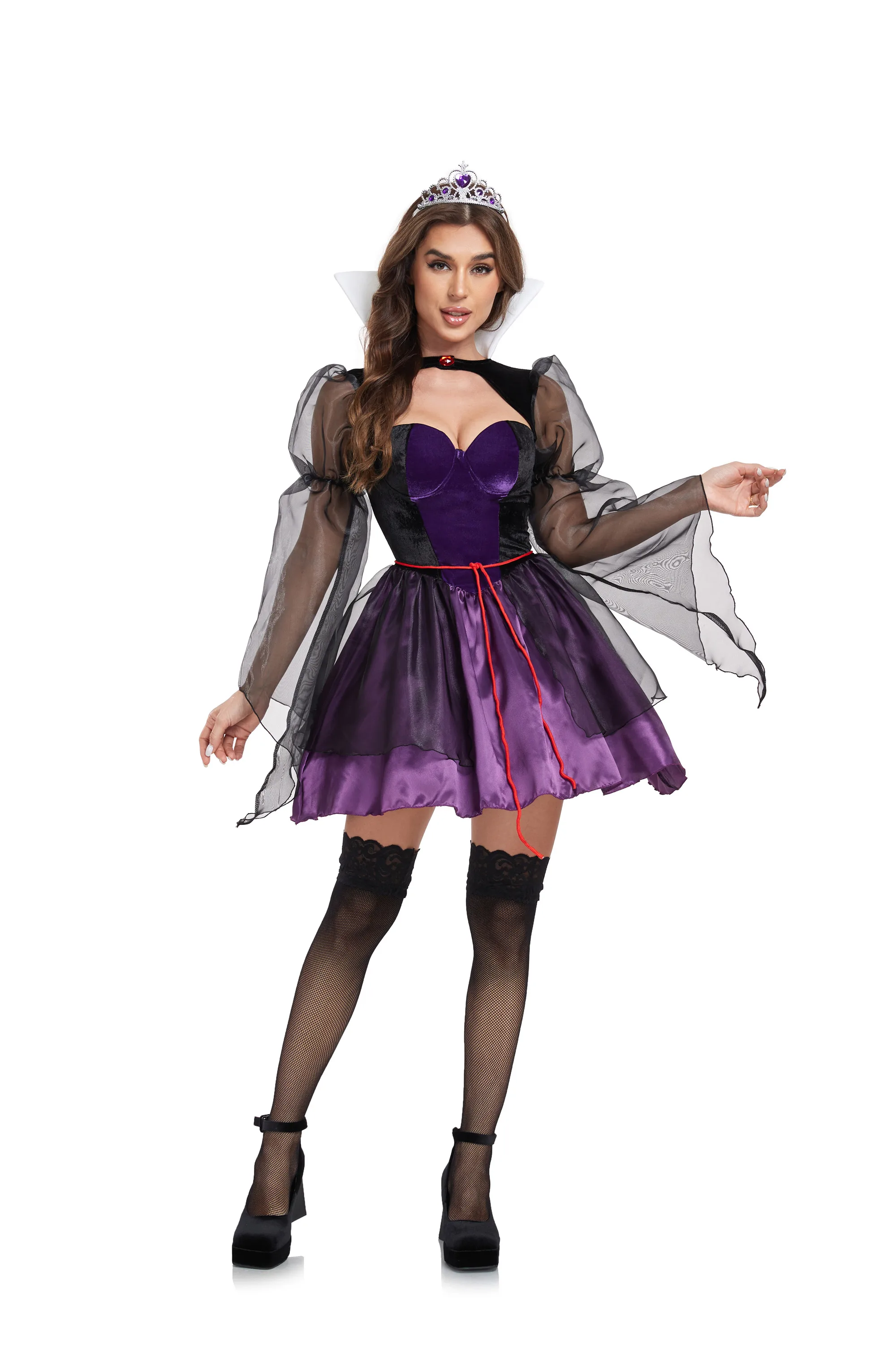 Disfraz de Halloween para mujer, disfraz de Alice Evil Queen, disfraz de princesa púrpura traviesa, traje de fiesta de fantasía, uniforme de Cosplay