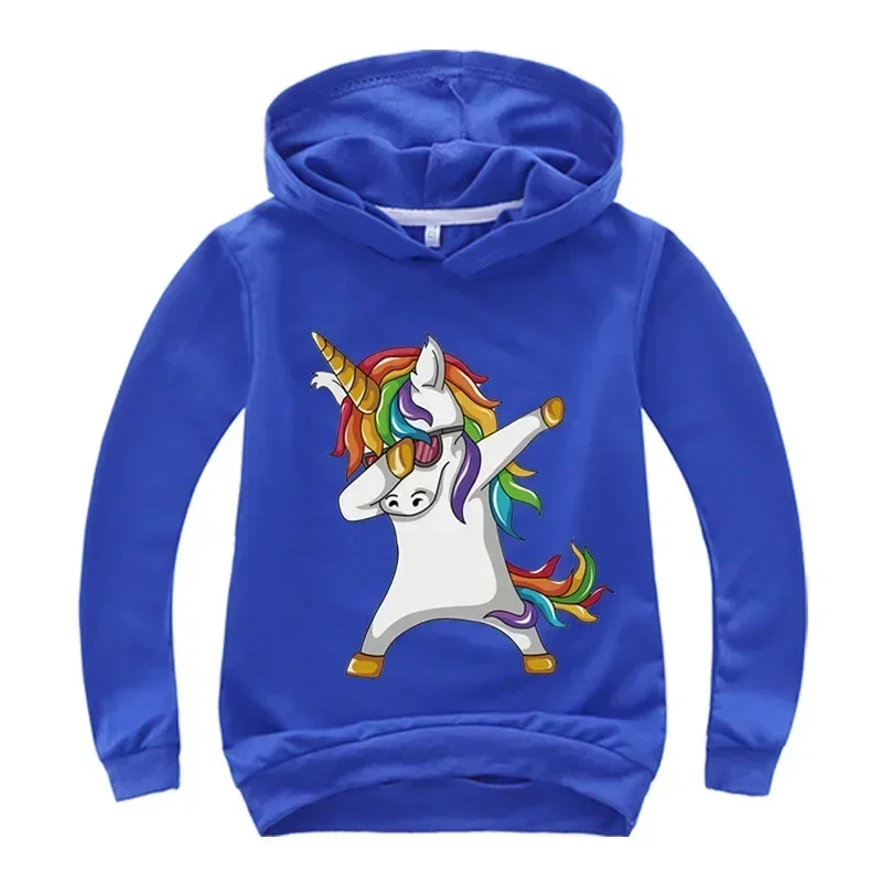 Children Clothing Coat Unicorn Cartoon Hoodie Boys Girls Tops Toddler 3-12 Year Printing Hoodie Spring Black Red Sweatshirr