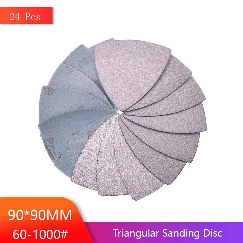 

Набор из 24 треугольных шлифовальных дисков 90*90*90 мм, зернистость 60-1000, на липучке, из оксида алюминия, для шлифовки