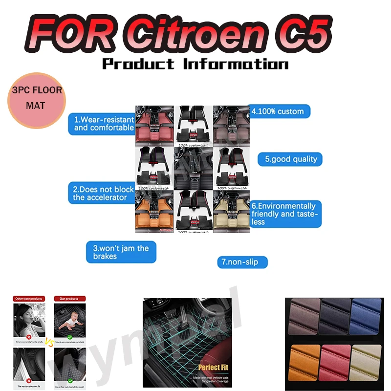 

LUXURY Car Floor Mats For Citroen C5 Aircross 2018~2022 Leather Mat Durable Pad Auto Rugs Carpets Interior Parts Car Accessories