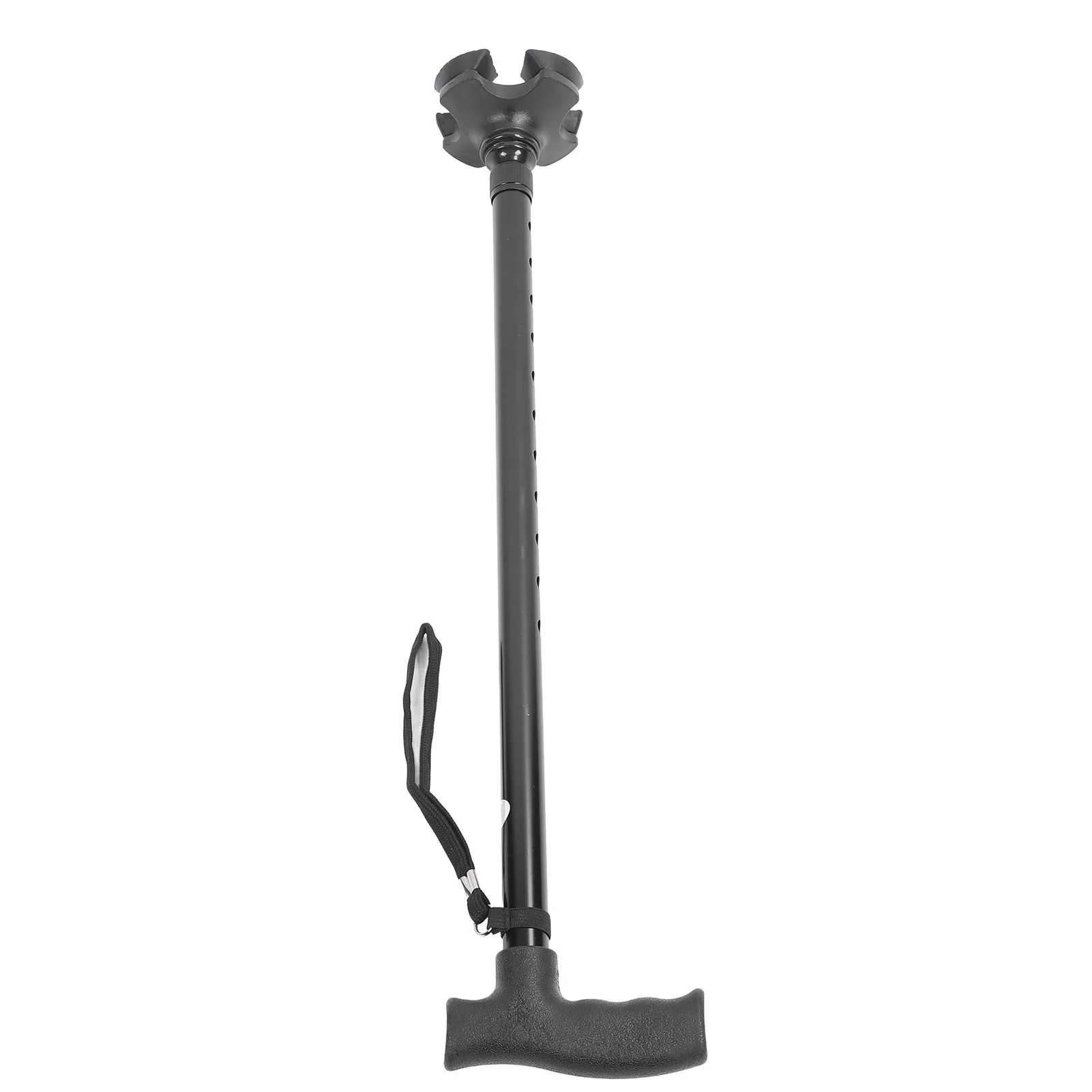 Walking Cane Adjustable Height Anti Slip Lightweight Retractable Senior Walking Stick with 4 Pronged Base for Mountaineering