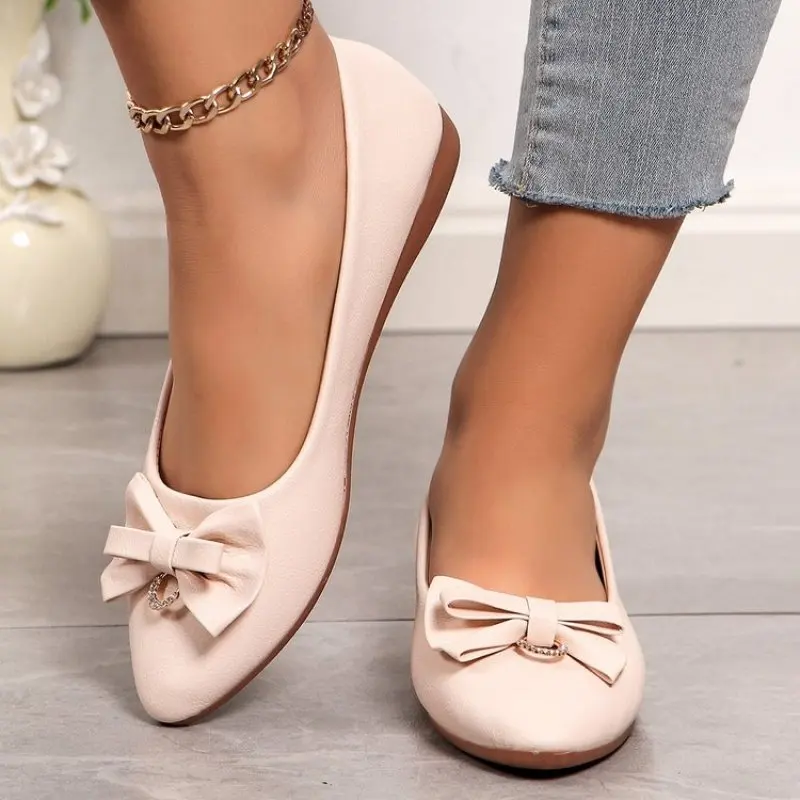 

Ballet Flats Shoes Women Classics Casual Loafers Patent Leather Lady Fashion Design Bowknot Spring Shoes For Woman Plus Size 43