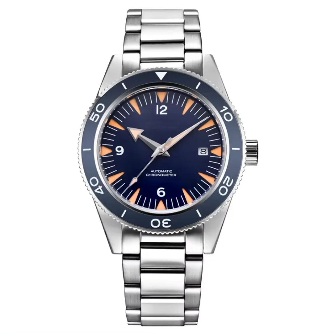 41mm 맞춤형 로고 NH35 남성 시계 자동 손목시계 스틸 브레이슬릿 나일론 가죽 밴드 미요타 DIY 개인화 시계