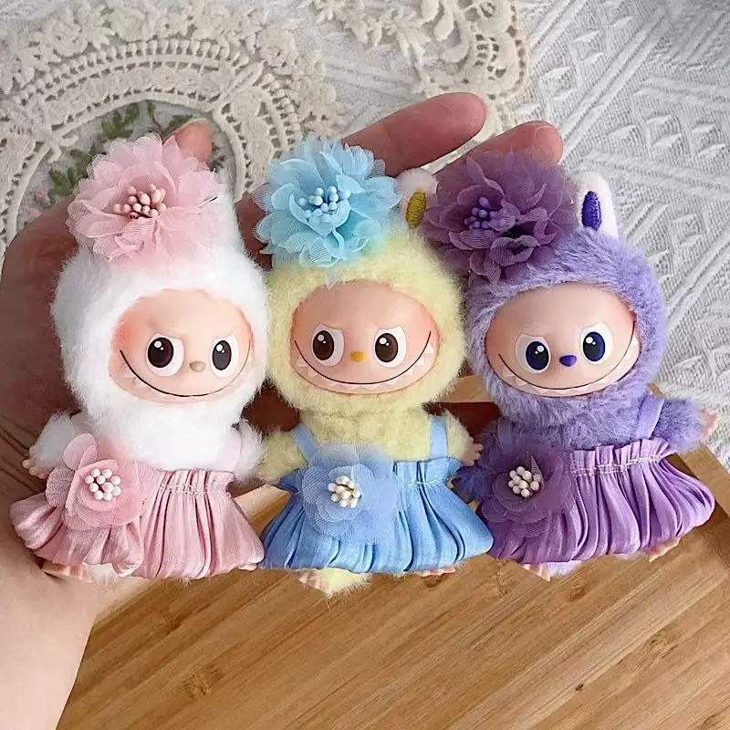 

Кукольная одежда для мини-лабу 10 см, 2 шт. = заколка для волос + юбка-стример/набор для кукольного платья Labubu V4, аксессуары для игрового дома