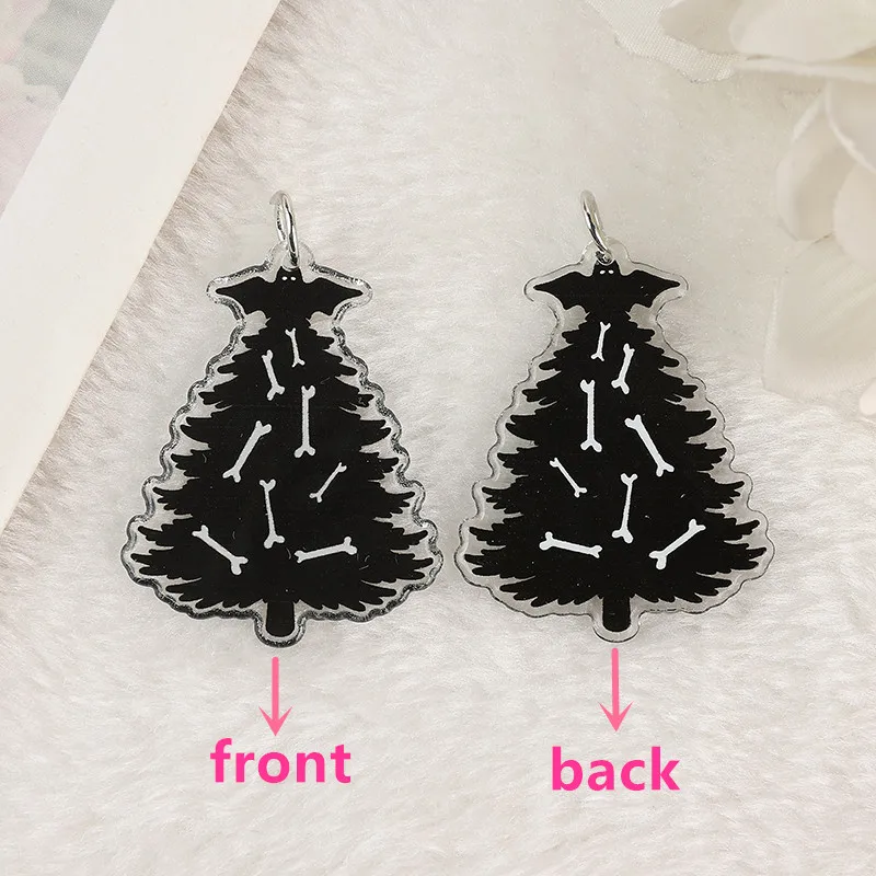 1Pair Christmas Woman Dangle Earrings Acrylic Black White Tree Santa Claus Drop Earrings For Girl Birthday Gift