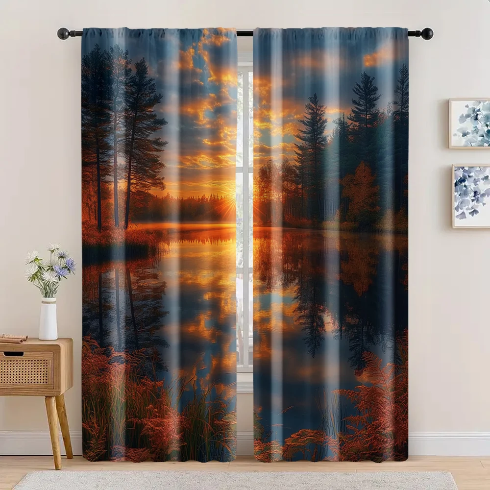 

2pc, Window Curtains Elephant Family Versatile Durable Polyester,Without Electricity Family Party Suitable for Multipurpose