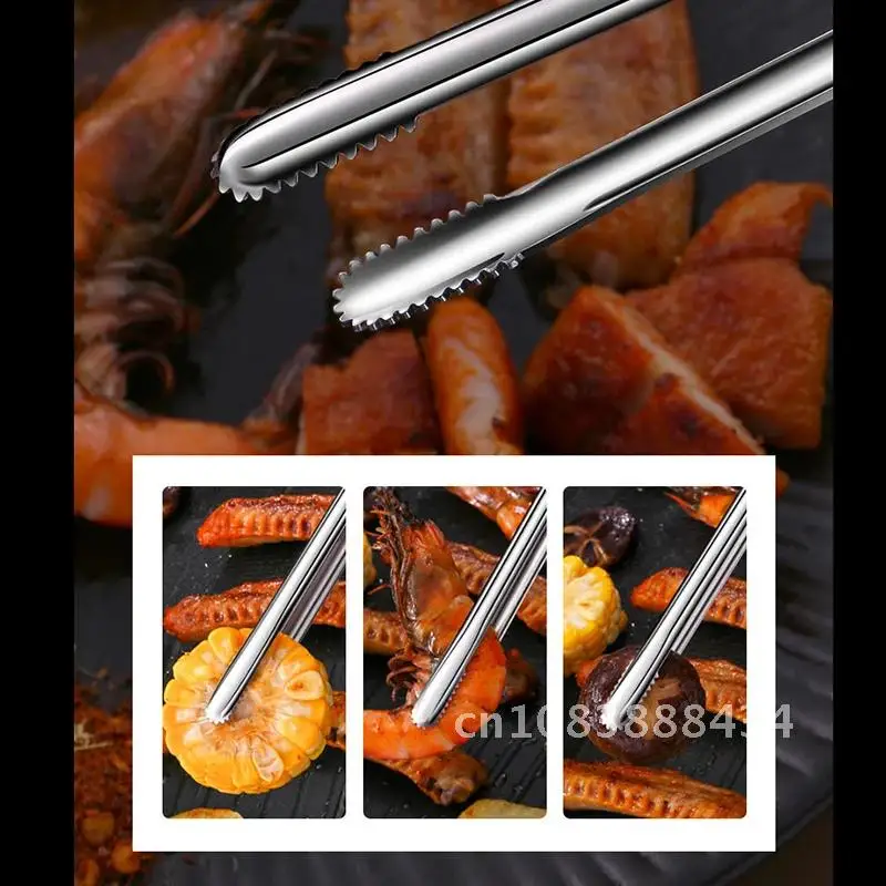 

Useful Stainless Steel Bbq Grilling Bread Clip Silicone Finger Chuck Bakery Clamp Pastry Tong Kitchen Cooking Salad Tools Gadget