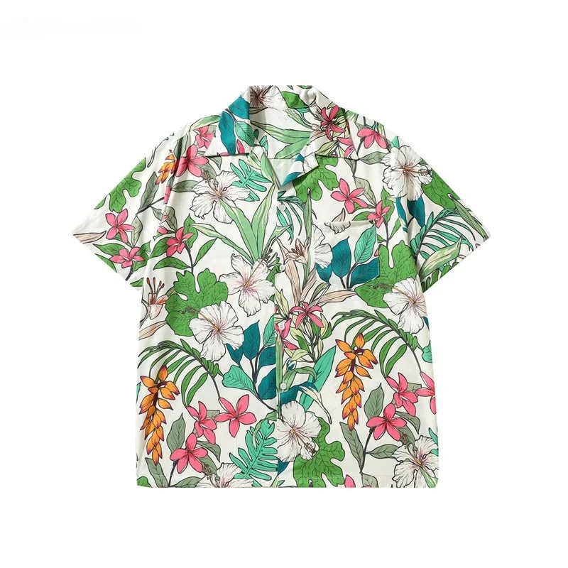 

Vintage Floral Shirt Hawaiian Unisex Summer Beach Casual Short Sleeve Button Down Shirts Printed Palmshadow Clothing Ins Style