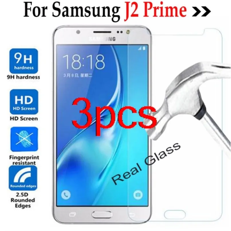 3pcs j2prime tempered glass film screen protector on for samsung galaxy j2 prime sm-g532f ds g532f g532 cover protective films