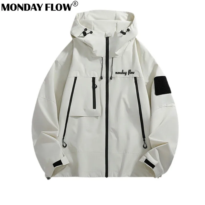 Monday Flow 남성용 골프 재킷, 캐쥬얼 패션, 바람막이 스탠드 칼라, 지퍼 코트, 편안한 단색, 남성 골프 상의, 2024 신상