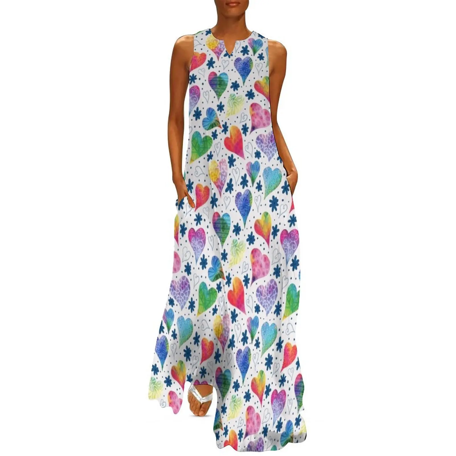 

Whimsical Rainbow hearts light Long Dress party dress women elegant luxury Dance dresses ladies dresses for women 2025