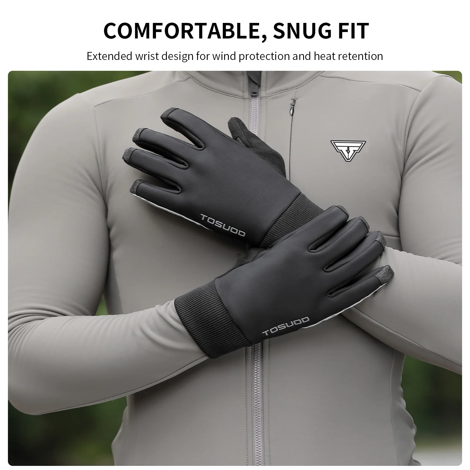 TOSUOD Winter-Fahrradhandschuhe, Touchscreen, thermisch, warm, mit vollen Fingern, rutschfest, stoßdämpfend, MTB-Mountainbike-Handschuhe, für Outdoor-Sportarten – Detail 9