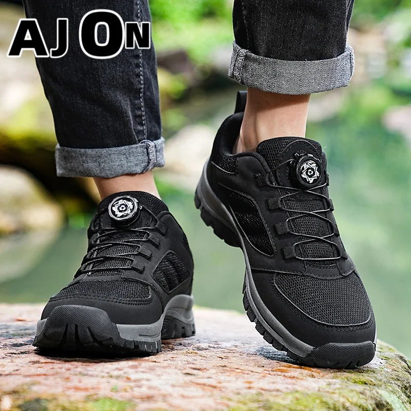 

Four seasons men's sports shoes fashion rotating buckle hiking shoes solid color comfortable winter plus size men's shoes