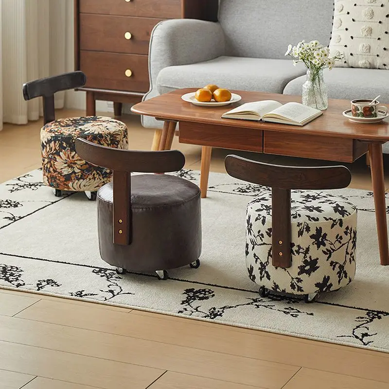 Retro style sofa chair solid wood stool small apartment bench