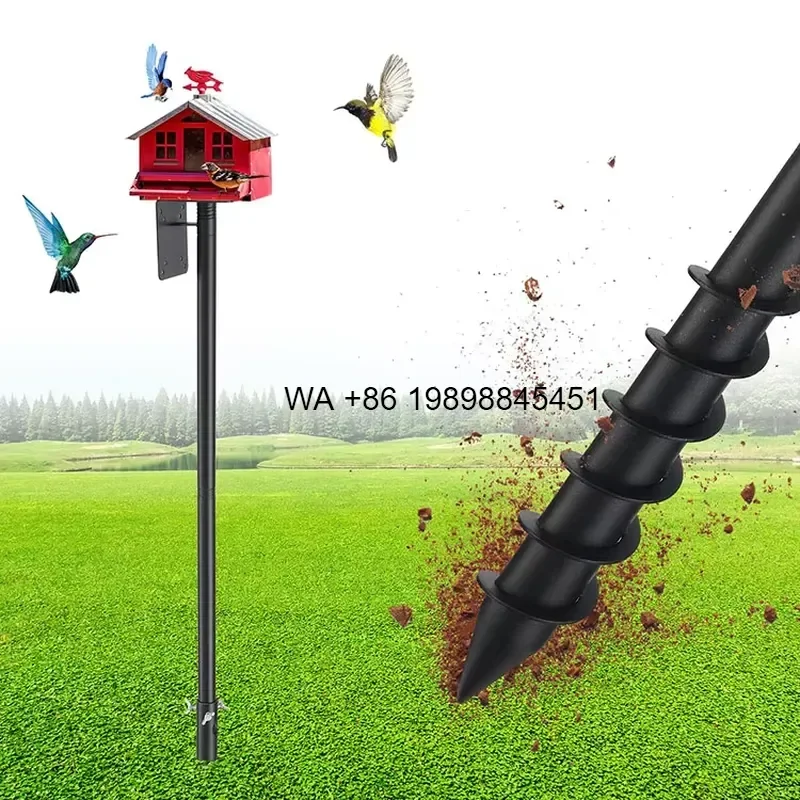 Wmwmnu for 102 Inch Adjustable Bird Feeder Pole with Ground Auger Anchor 1.2 Inch Diameter Weatherproof Metal Wild