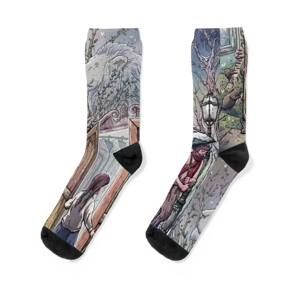 

Lucy's Discovery, Narnia Fan Art Socks funny gift with print men cotton high quality moving stockings Designer Man Socks Women's