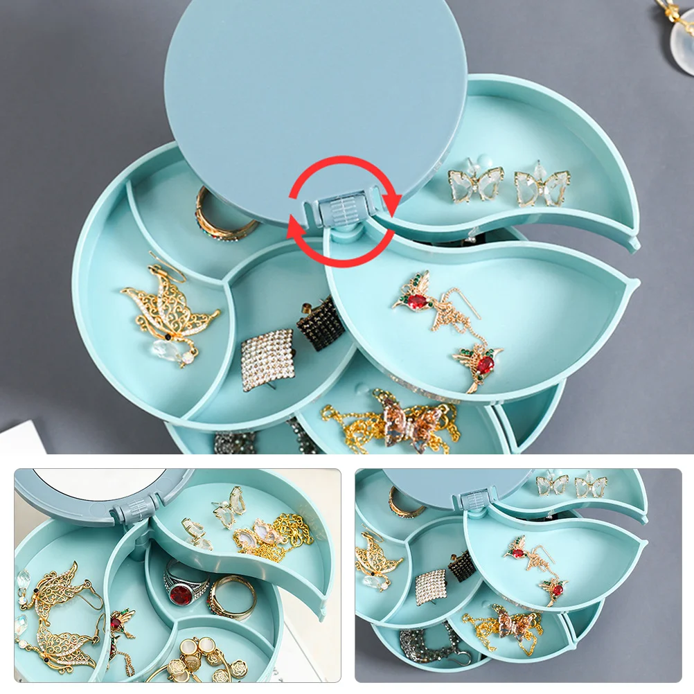 

Поворотная многослойная шкатулка для драгоценностей, женский браслет, чехол для хранения сережек, креативный многослойный органайзер для колец, шкатулка для драгоценностей