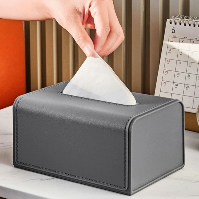 Waterproof Leather Texture Tissue Box Cover Napkin Holder Wet Paper Case Living Room Car Organizers Desk Storage