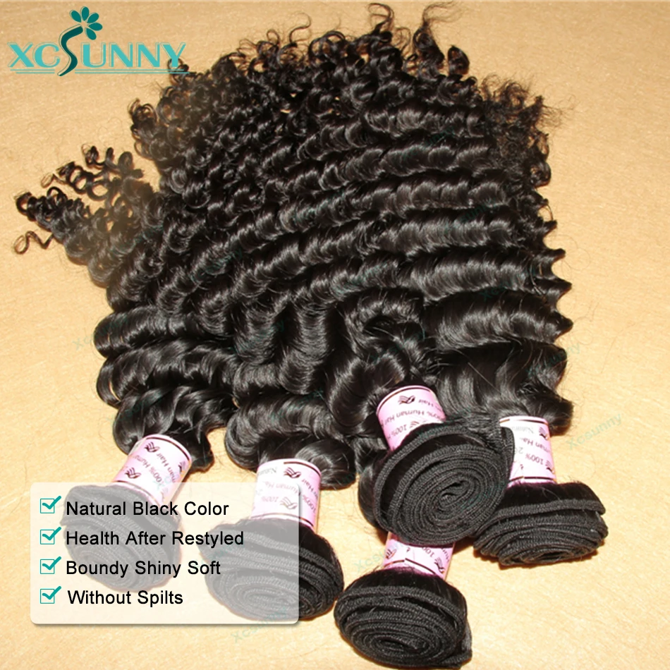 Deep Wave Bundles Human Hair Double Drawn Burmese Weaves Curly Hair Bundles Human Hair Weft Extensions For Black Women