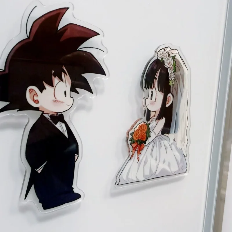 Dragon Ball cartoon cute wedding dress theme acrylic fridge magnet kawaii 2D magnetic charm anime merchandise wholesale view 2