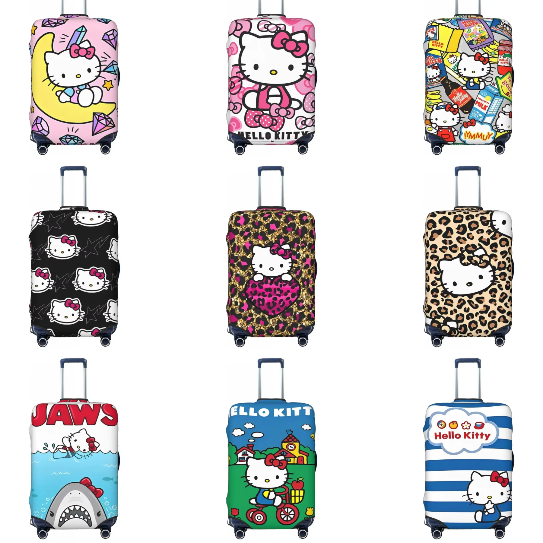 Hello Kitty Leopard Suitcase Cover Cruise Trip Protection Vacation Strectch Luggage Supplies