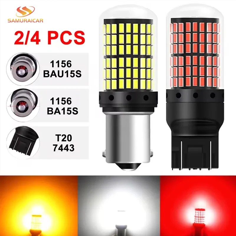 2PCS 1156 BA15S LED CANBUS 3014 144 SMD 1157 BAY15D P21/5W 7440 T20 7443 Turn Signal Light Reversing Lights Brake Lamp 12V White