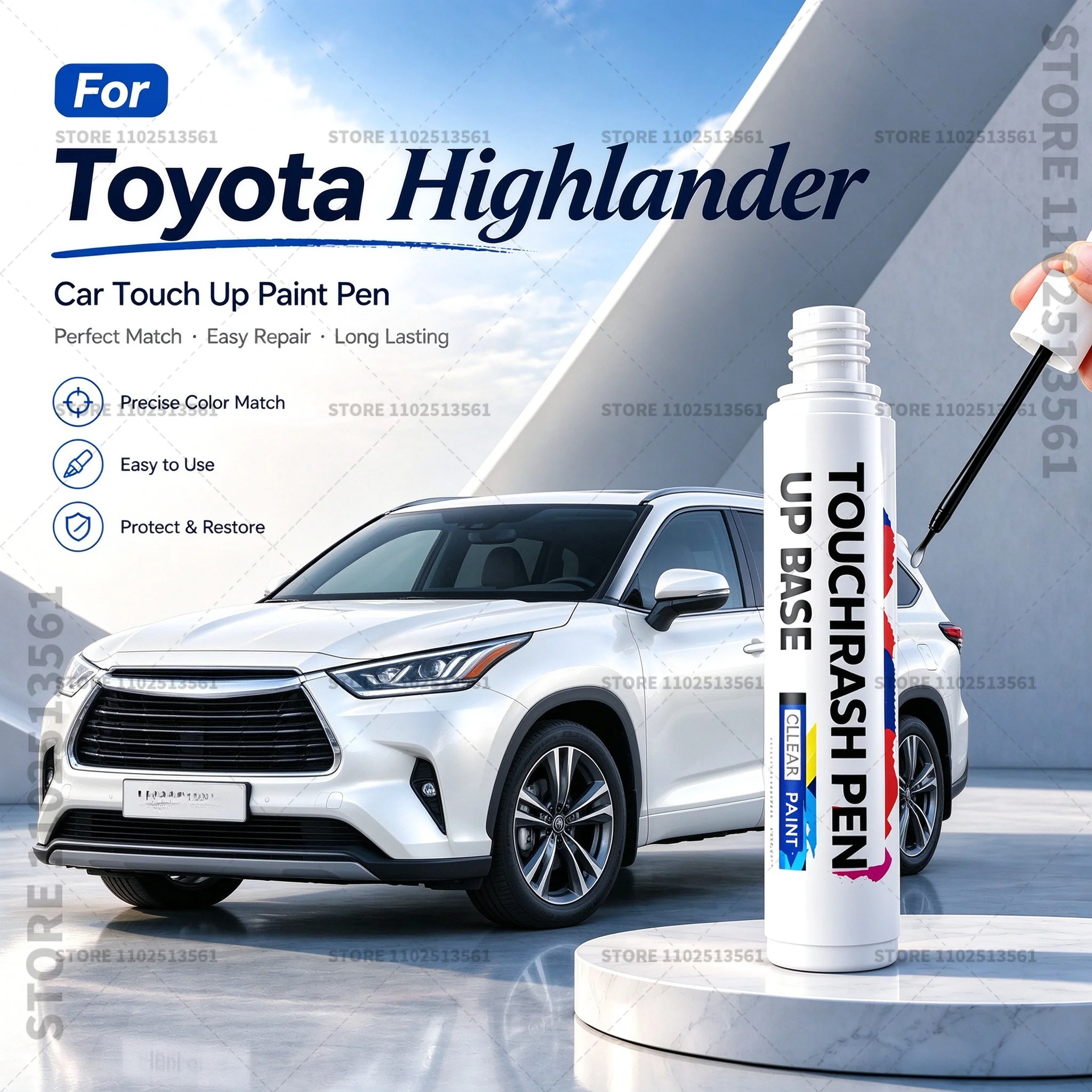 For 2001-2025 Toyota Highlander Automotive Touch Up Paint Pen Car Paint Scratch Remover Quick Dry Repair Brush for Vehicle Paint