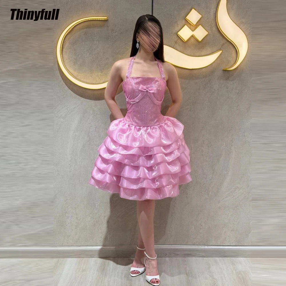 

Thinyfull A-line Short Prom Dress Sleeveless Halter Evening Birthday Party Dress Homecoming Gown Robe De Soirée Customized ﻿