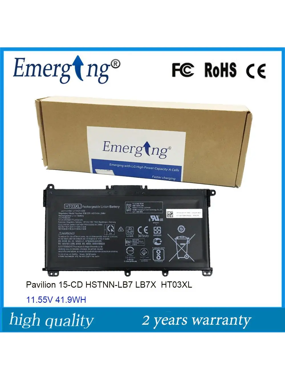 HT03XL Oryginalna bateria do HP Pavilion x360 15-CD HSTNN-LB7 LB7X TF03XL HT03 240 245 250 255 G7 340 11.55V 41.9W — zdjęcie produktu 4