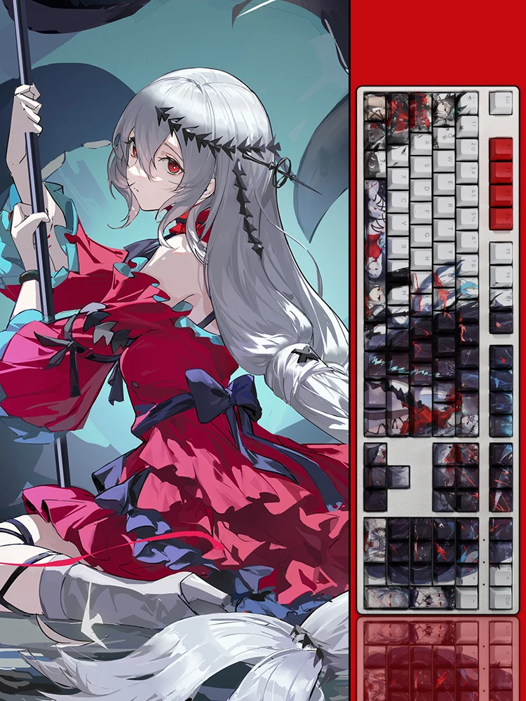 

108 Keys/set Arknights Skadi Keycap PBT Dye Subbed Backlit Keycaps Cartoon Anime Gaming Key Caps For ANSI 61 87 104 108 Layout