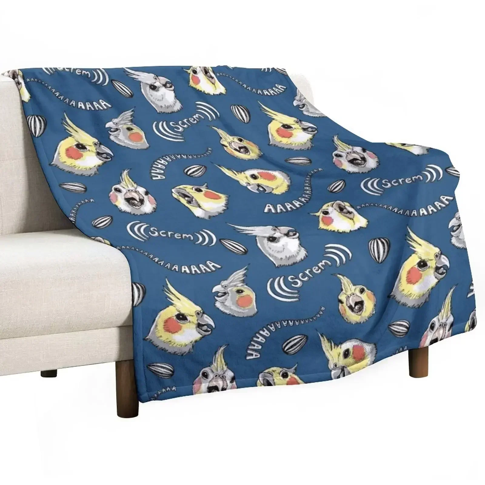 

Cockatiel Screm Throw Blanket Moving Decorative Beds Sofa Sleeping Bag Blankets