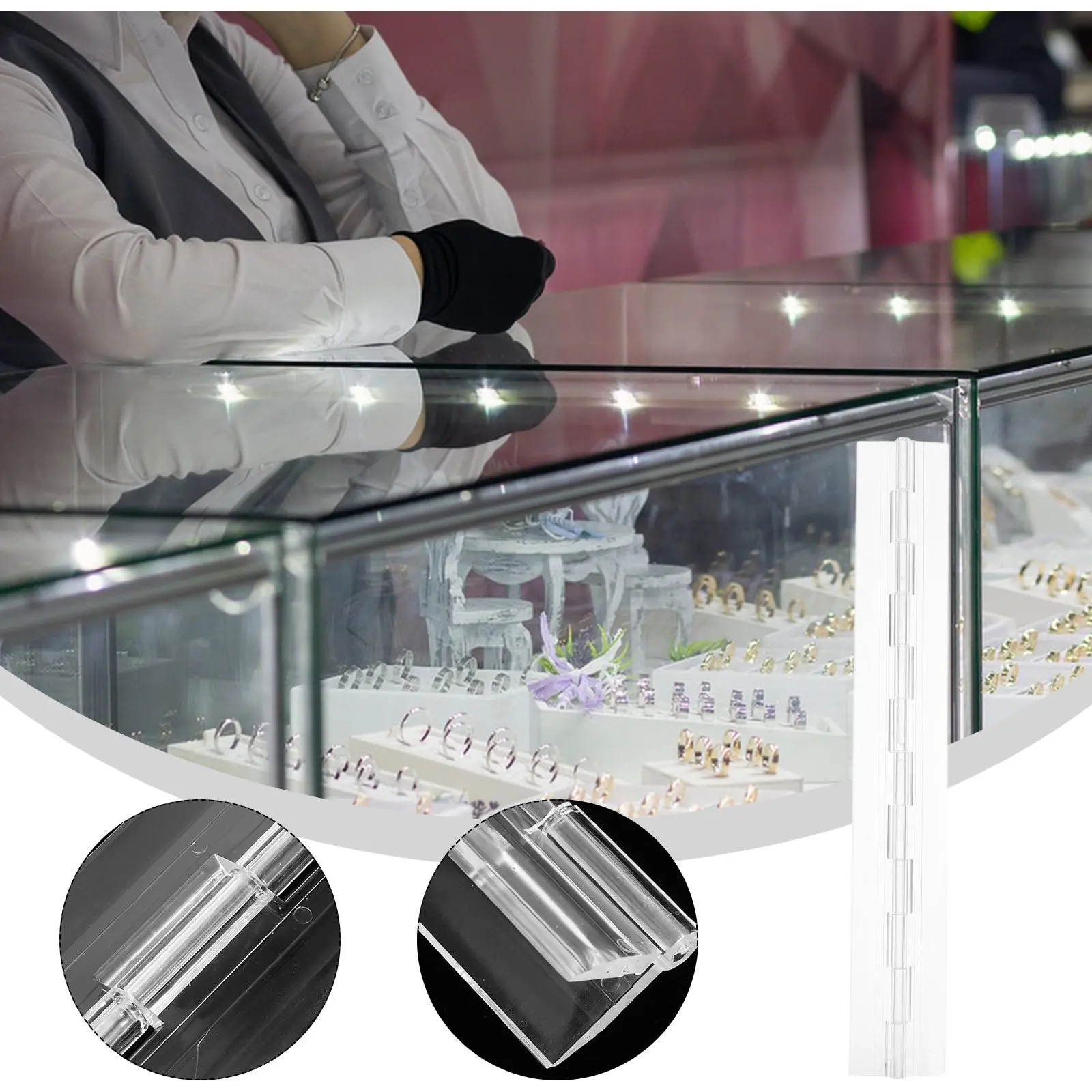 4 pcs Transparent Acrylic Continuous Piano Hinge for Cabinet Doors