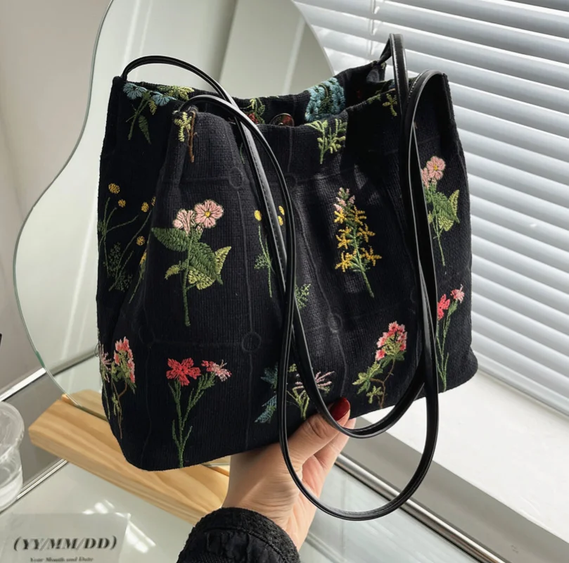 Marca de luxo grandes flores sacola 2022 novo de alta qualidade tecido designer bolsa feminina alta capacidade bolsas de ombro