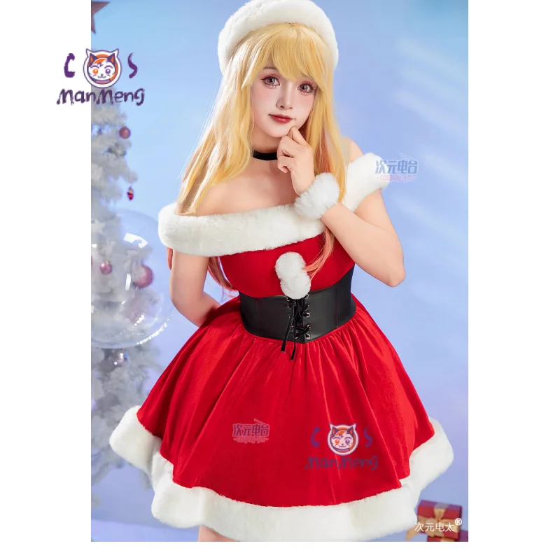 

Kitagawa Marin Cos Name Cosplay Costume Anime My Dress-Up Darling Christmas Party Women's Sweet Red Dress Accessories Prop Set