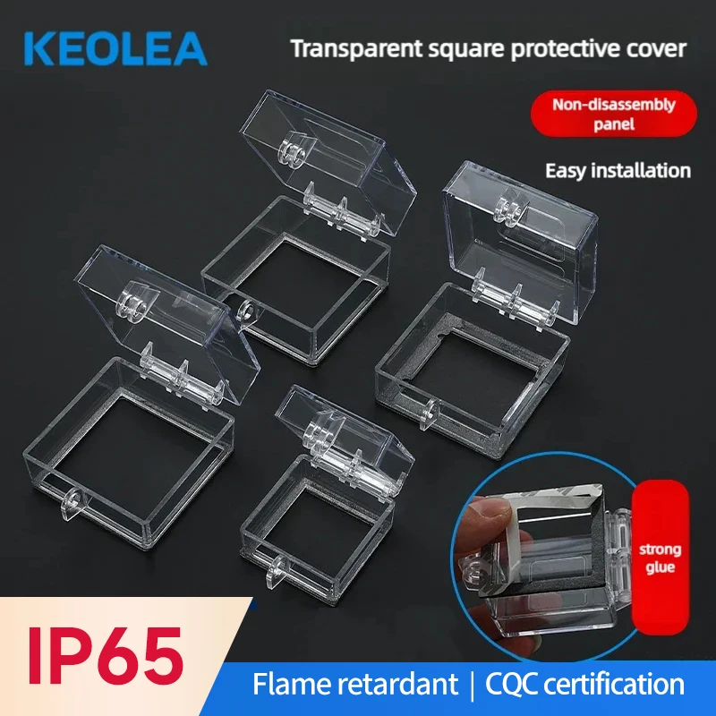 Transparent Flip Cover Square with Double-Sided Tape Protective Cover Anti-Accidental Touch Lock Hole for Screen Protection