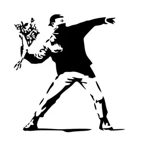 Banksy Flower Throwing Protest Wall Decal Funny Vinyl Stickers Decorative Vinile For Living Room Adhesive Murals