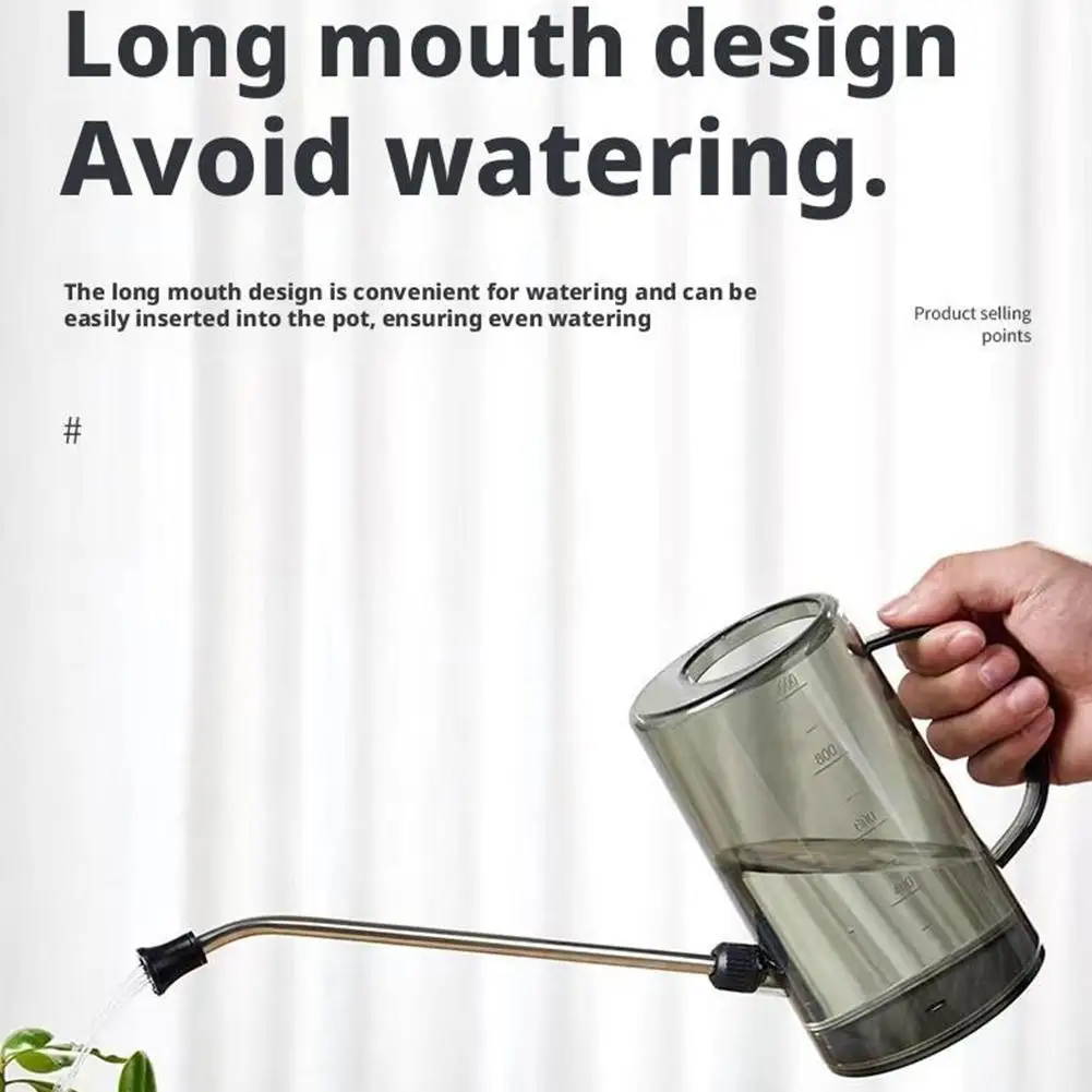 Long Spout Watering Can Stainless Steel Transparent Scaled Pot For Precise Watering Indoor House Plants Garden Tools