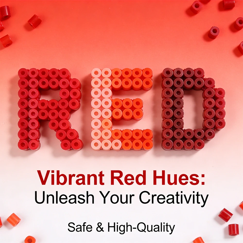 

2.6mm Bulk Red Color Series Perler Beads Refill Pack - 1000/5000pcs Fusible DIY Art Craft Fuse Beads for Mosaic Puzzle Kits
